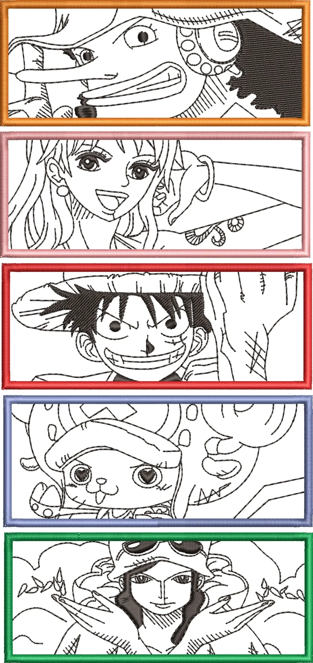  One Piece Straw Hat Crew Character Panels  embroidery pattern preview