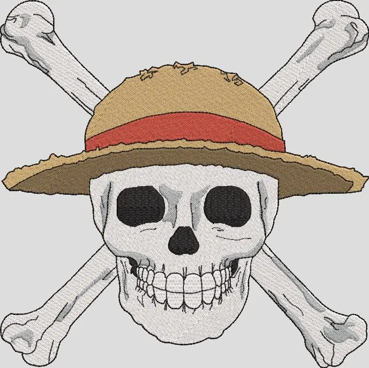  One Piece Straw Hat Jolly Roger Skull  embroidery pattern preview