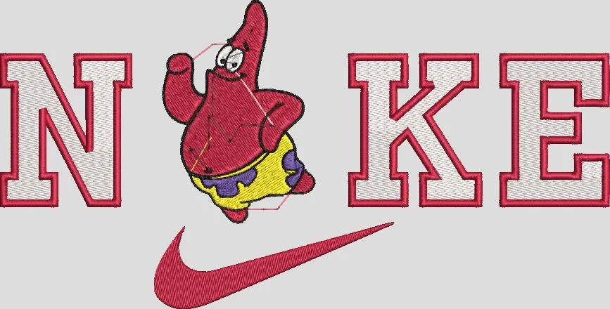  Patrick Star in Nike Logo Parody  embroidery pattern preview