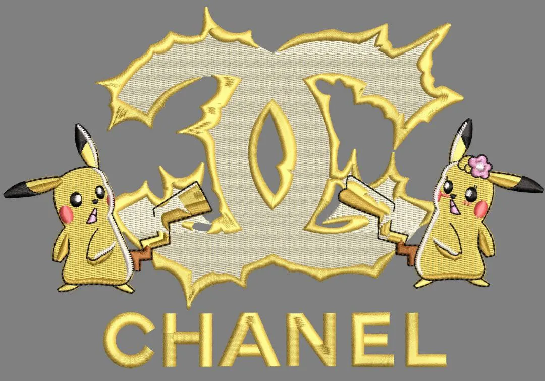  Pikachu with Chanel Logo Embroidery  embroidery pattern preview