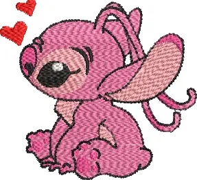 Pink Alien Stitch Character with Hearts  embroidery pattern preview