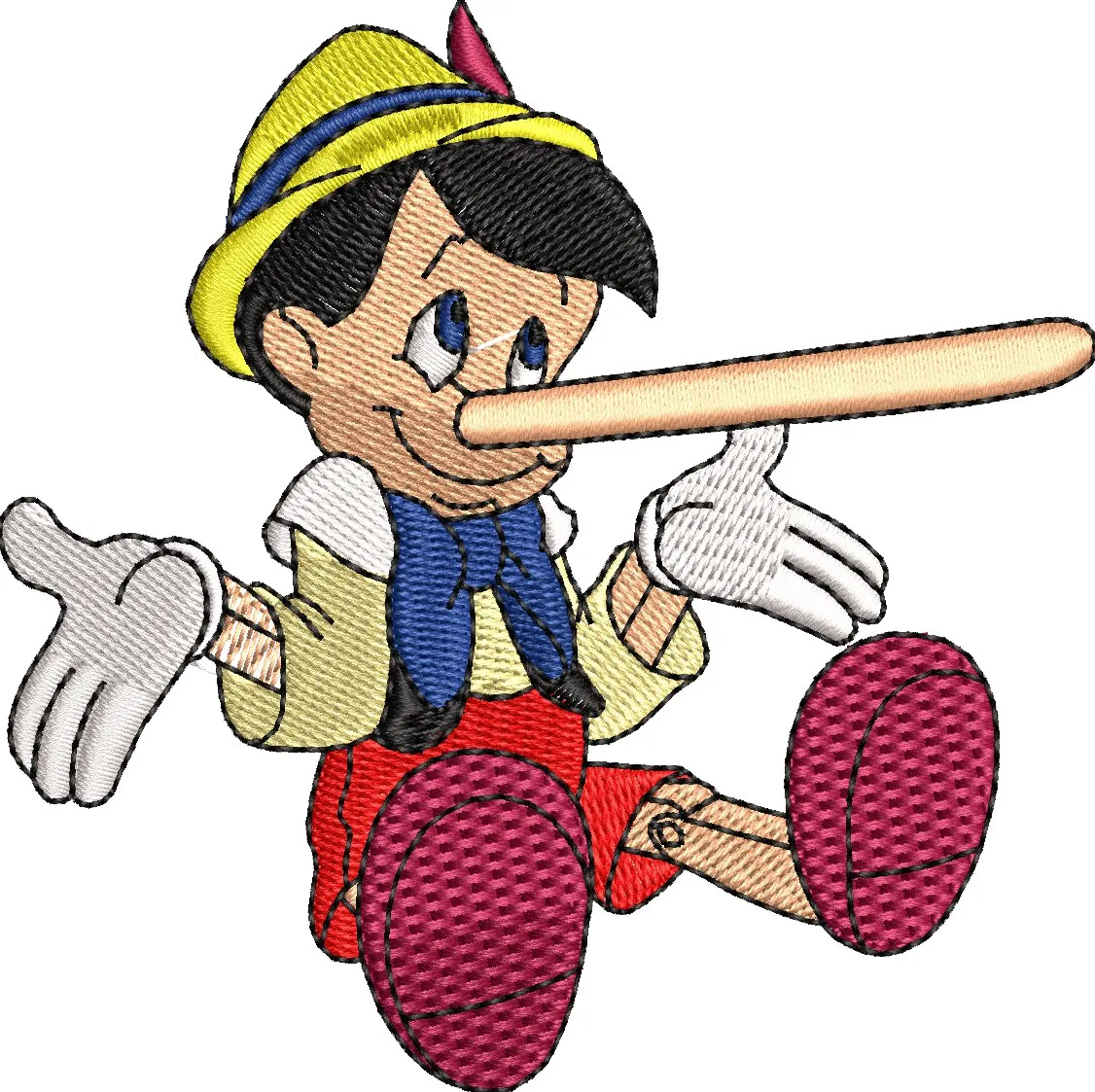  Pinocchio with Long Nose Embroidery  embroidery pattern preview