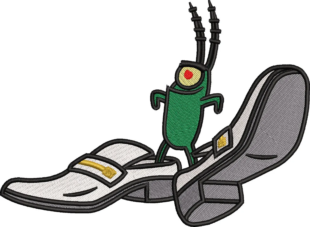 Plankton Standing on White Shoe  embroidery pattern preview