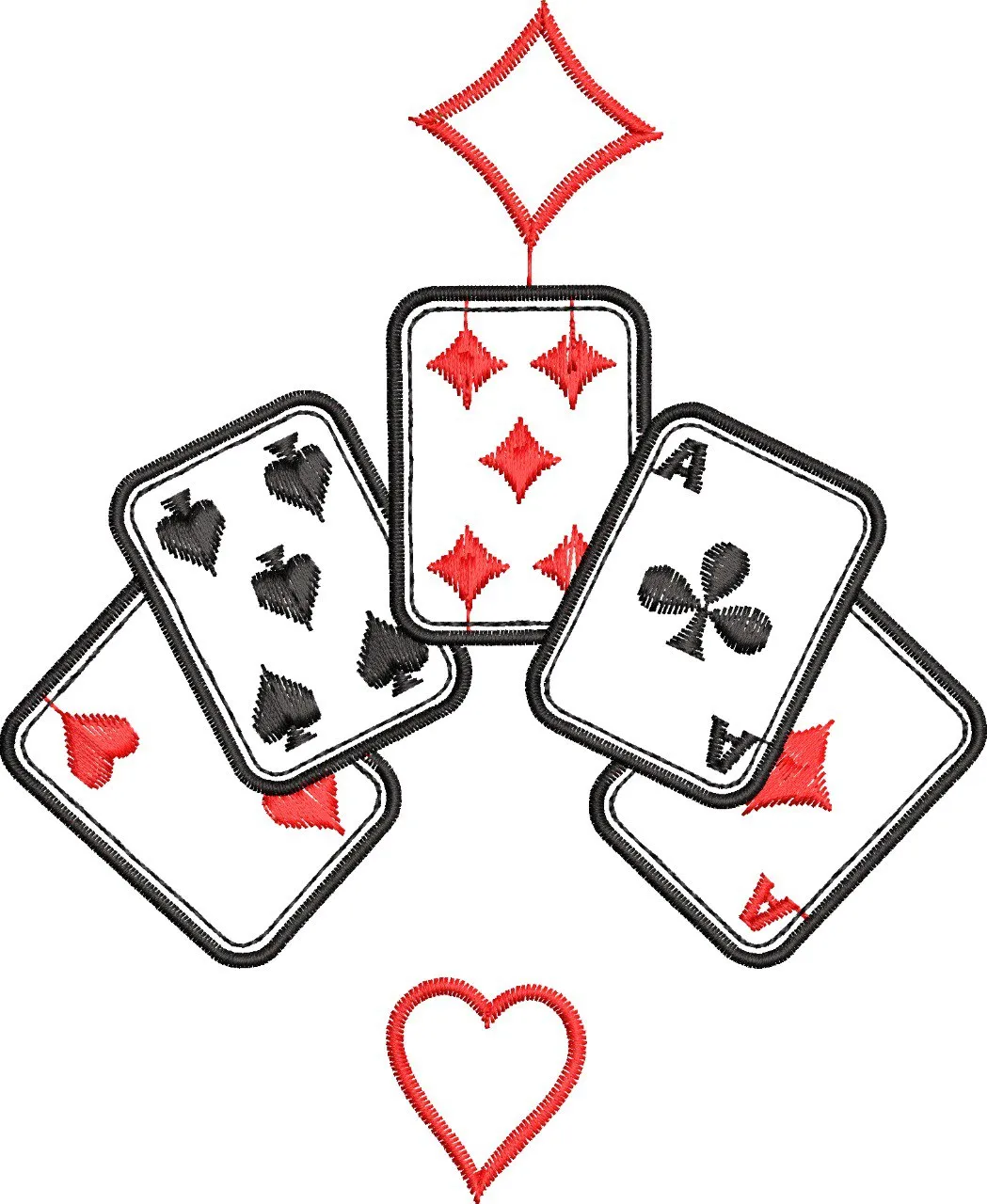  Playing Cards with Heart and Diamond Symbols  embroidery pattern preview