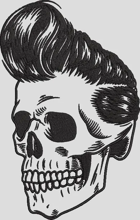  Pompadour Skull Illustration  embroidery pattern preview