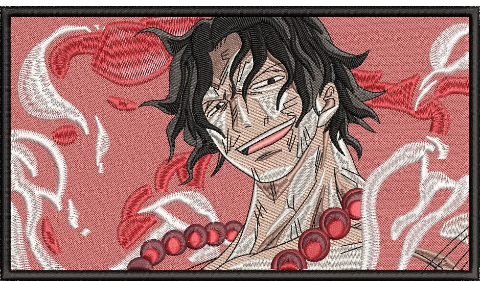  Portgas D Ace Embroidered with Flames  embroidery pattern preview