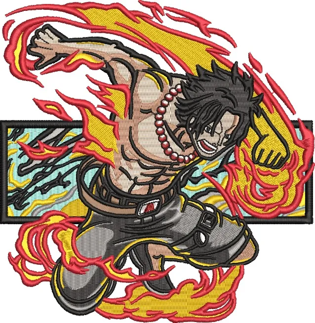  Portgas D Ace Fire Punch Embroidery  embroidery pattern preview