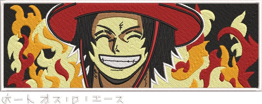  Portgas D Ace with Flames Embroidery Patch  embroidery pattern preview