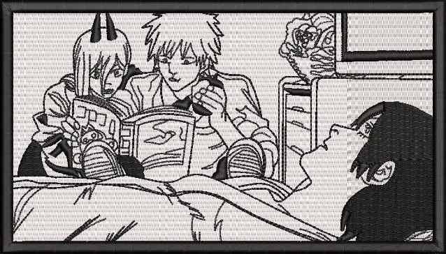  Power Denji and Aki Hospital Scene Embroidery  embroidery pattern preview