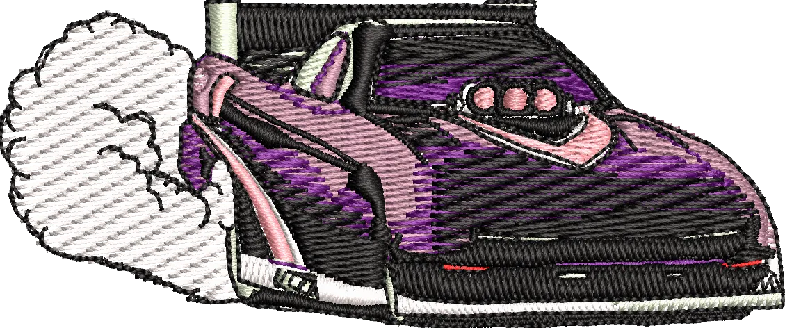  Purple Muscle Car with Smoke Embroidery  embroidery pattern preview