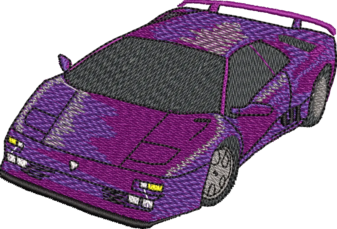 Purple Sports Car Embroidery Patch  embroidery pattern preview