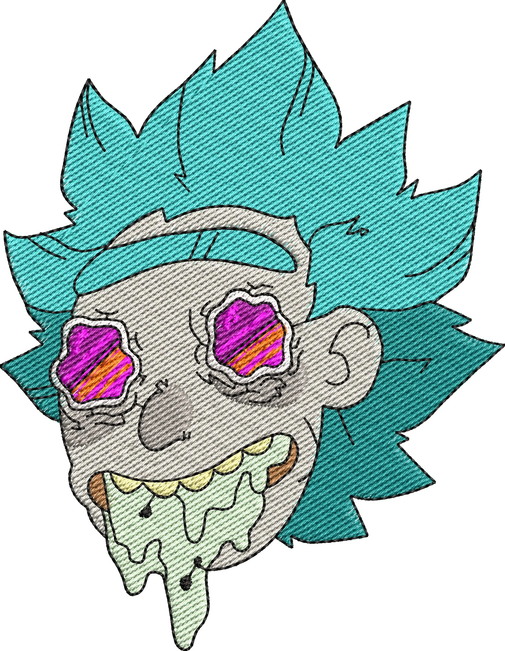  Rick Sanchez Trippy Melting Embroidery  embroidery pattern preview