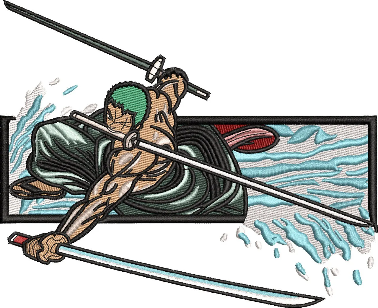  Roronoa Zoro Sword Attack Embroidery  embroidery pattern preview