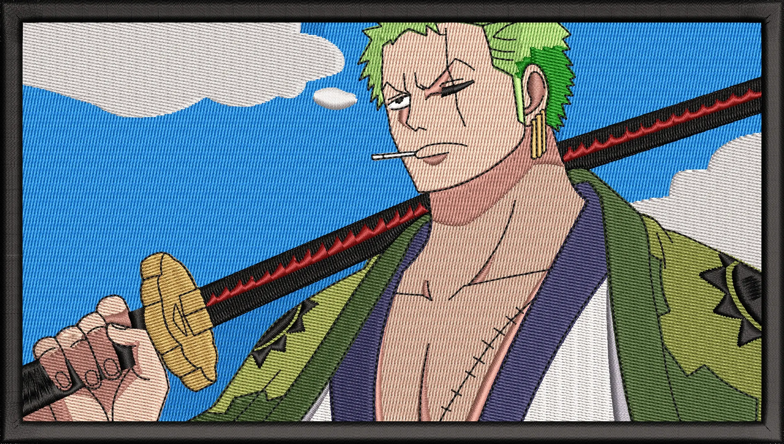  Roronoa Zoro with Katana Embroidery Art  embroidery pattern preview