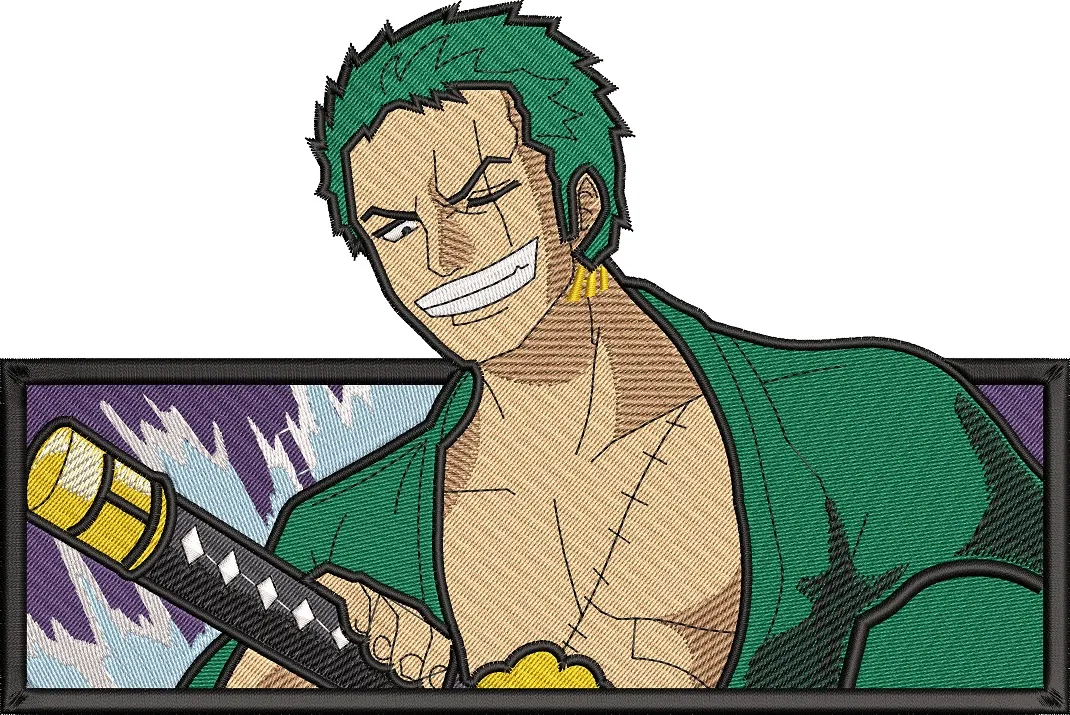  Roronoa Zoro with Katana Embroidery Patch  embroidery pattern preview