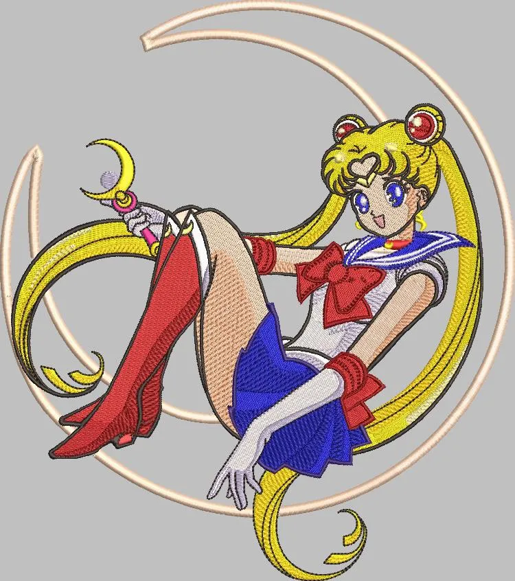  Sailor Moon Sitting with Crescent Wand  embroidery pattern preview
