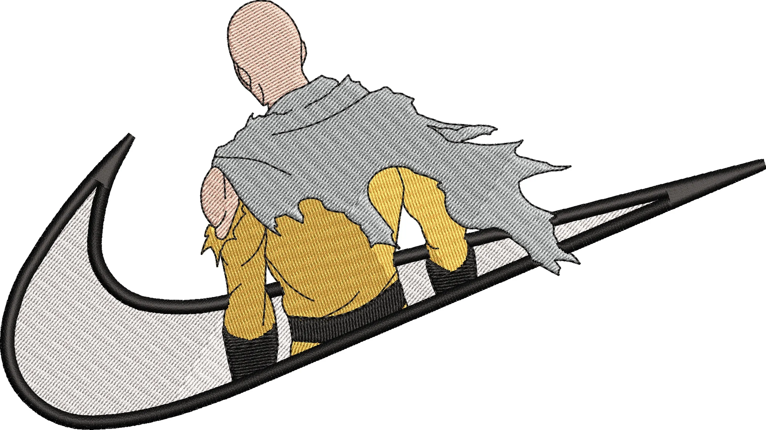  Saitama in Nike Swoosh Logo  embroidery pattern preview