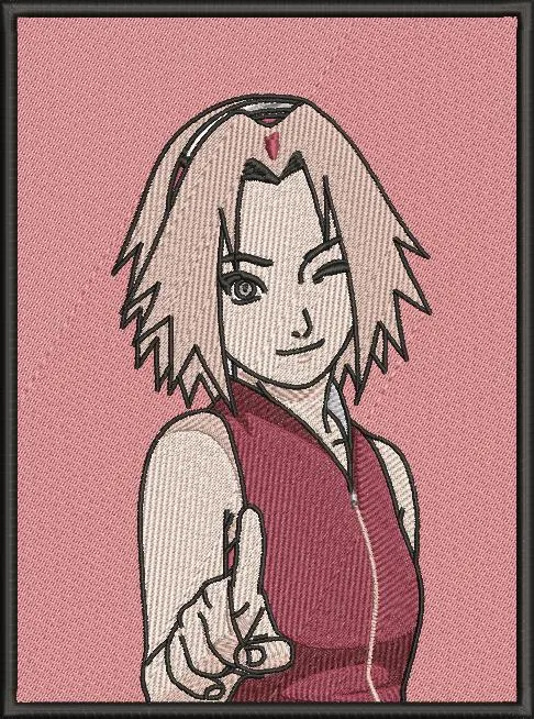  Sakura Haruno Winking Pointing Pose  embroidery pattern preview