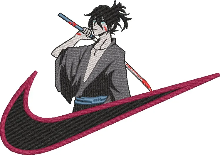  Samurai Boy with Katana on Nike Logo  embroidery pattern preview