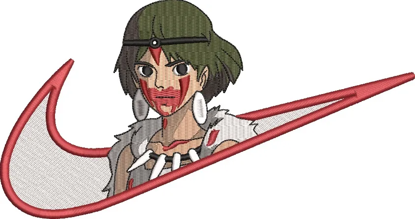  San from Princess Mononoke in Nike Logo  embroidery pattern preview