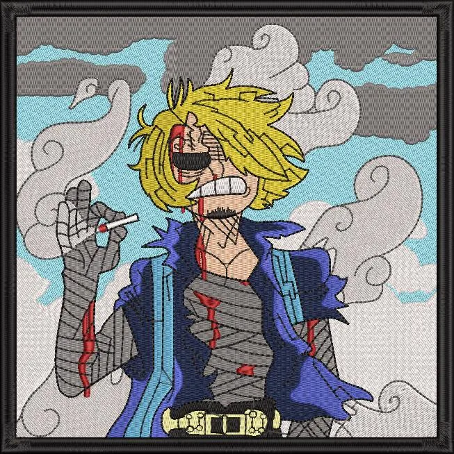  Sanji Injured with Cigarette Embroidered Style  embroidery pattern preview