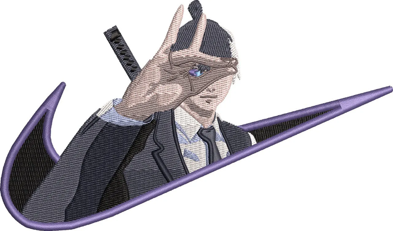  Satoru Gojo in Purple Nike Swoosh  embroidery pattern preview
