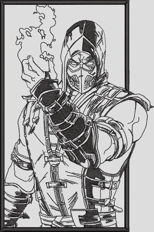  Scorpion from Mortal Kombat Embroidery Outline  embroidery pattern preview