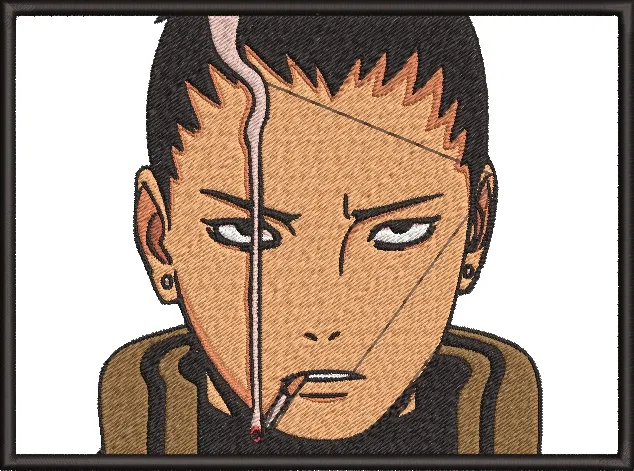  Shikamaru Smoking Embroidered Patch  embroidery pattern preview