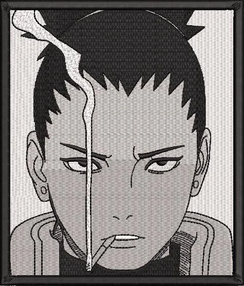  Shikamaru Smoking Monochrome Patch  embroidery pattern preview