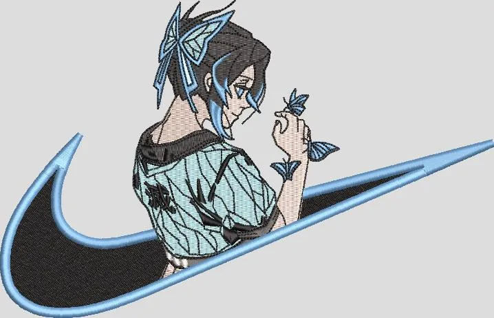  Shinobu Kocho with Butterflies in Nike Logo  embroidery pattern preview
