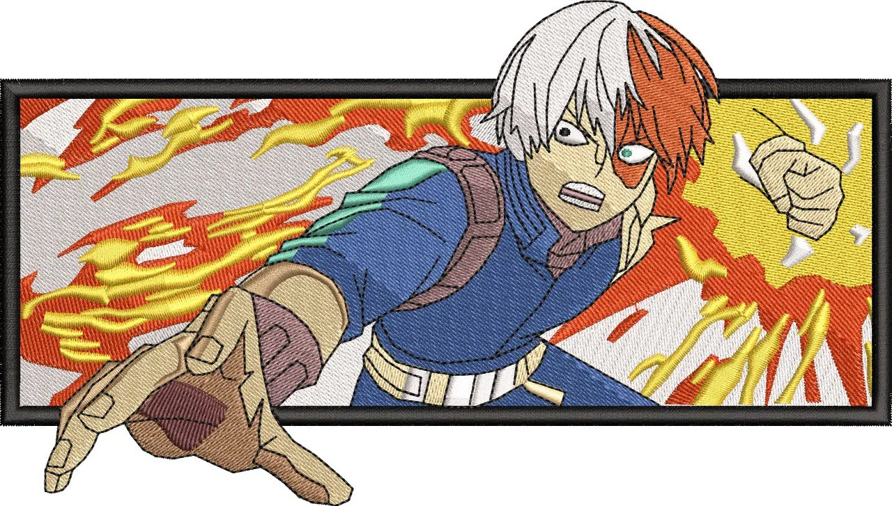 Shoto Todoroki Action Flames My Hero Academia  embroidery pattern preview