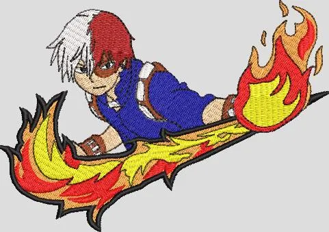  Shoto Todoroki with Fire Embroidery Patch  embroidery pattern preview
