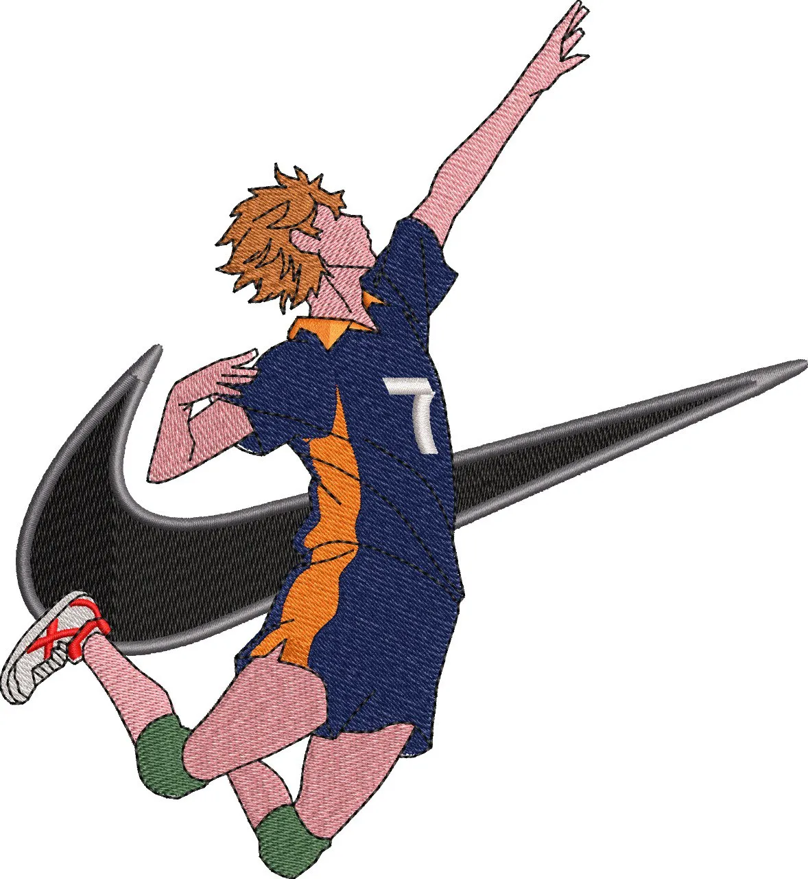  Shoyo Hinata Volleyball Jump with Nike Logo  embroidery pattern preview