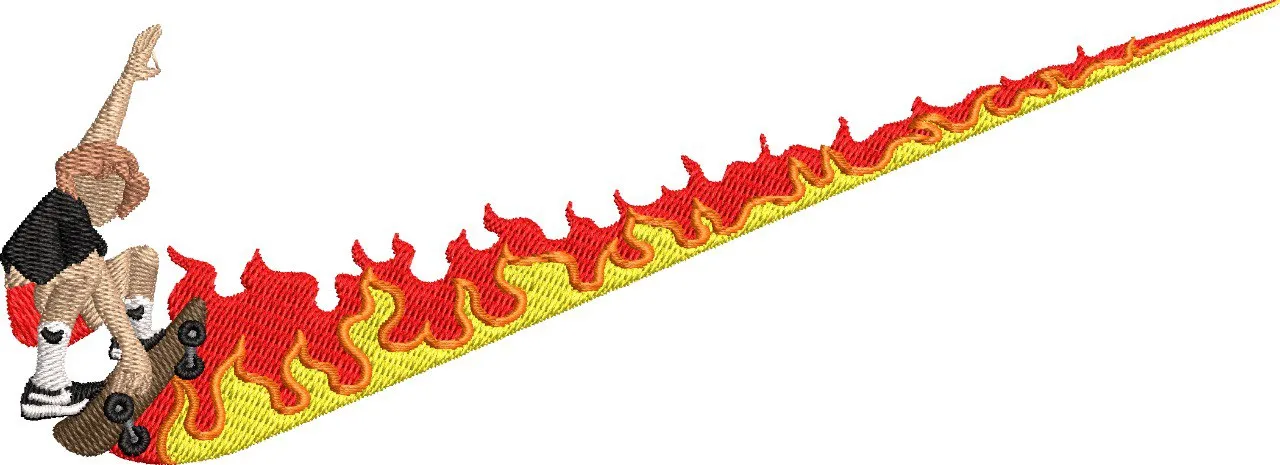  Skater with Flaming Trail Swoosh  embroidery pattern preview