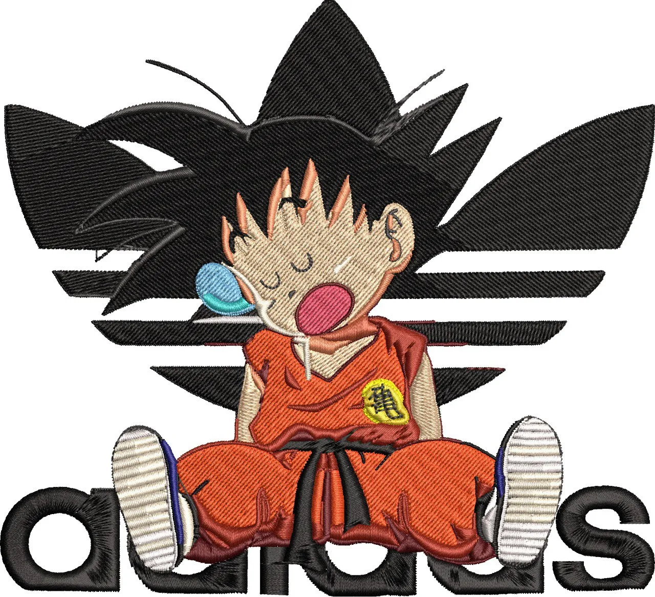  Sleeping Kid Goku with Adidas Trefoil Logo  embroidery pattern preview