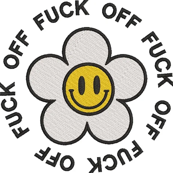  Smiley Face Flower with Explicit Text  embroidery pattern preview