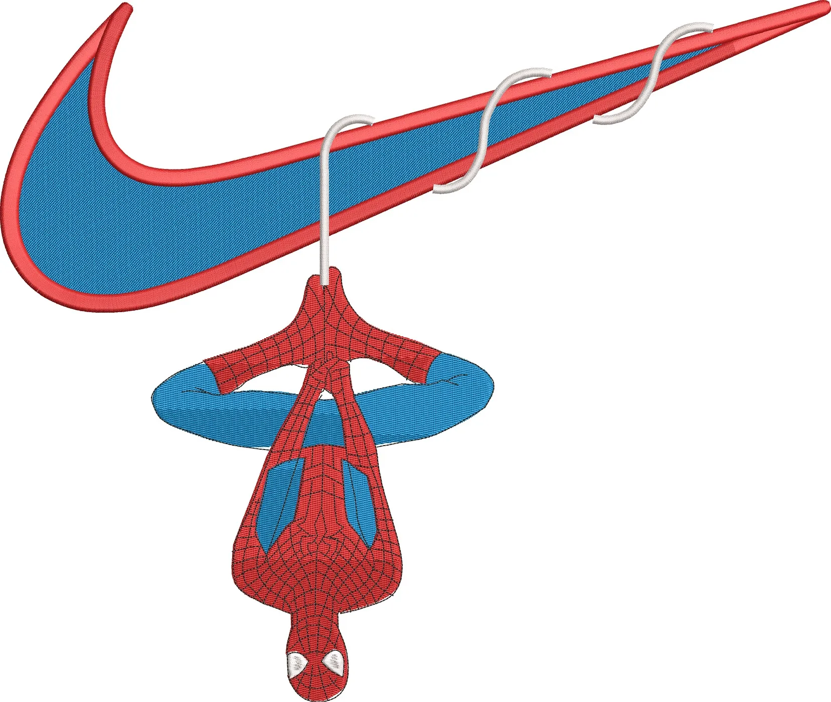  Spiderman Hanging from Nike Swoosh  embroidery pattern preview