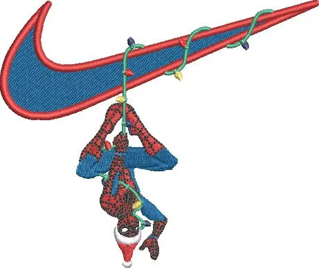  Spiderman Hanging from Nike Swoosh with Christmas Lights  embroidery pattern preview