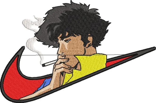  Spike Spiegel Smoking Inside Nike Swoosh  embroidery pattern preview