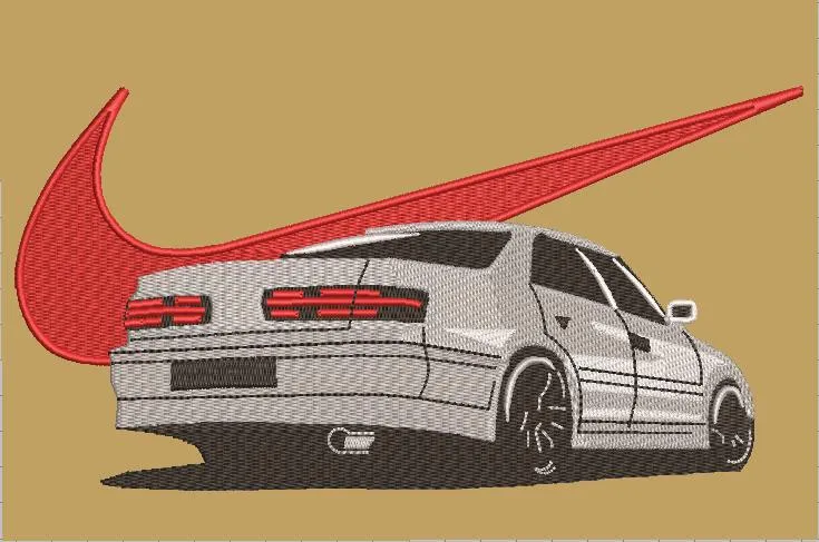  Sports Car with Red Nike Swoosh  embroidery pattern preview