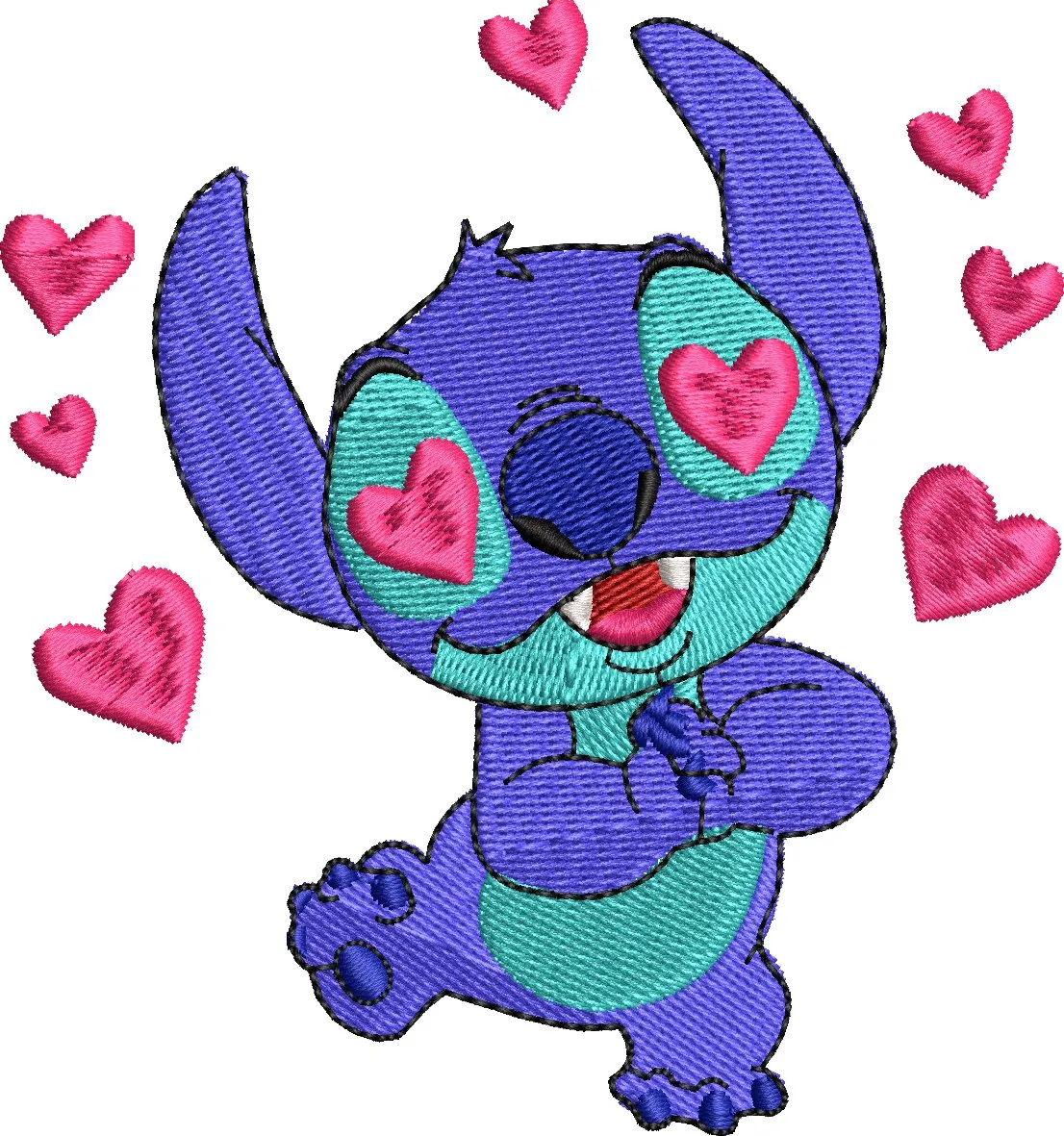  Stitch Surrounded by Hearts Embroidery  embroidery pattern preview