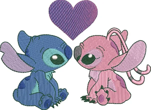  Stitch and Angel with Heart Embroidery  embroidery pattern preview