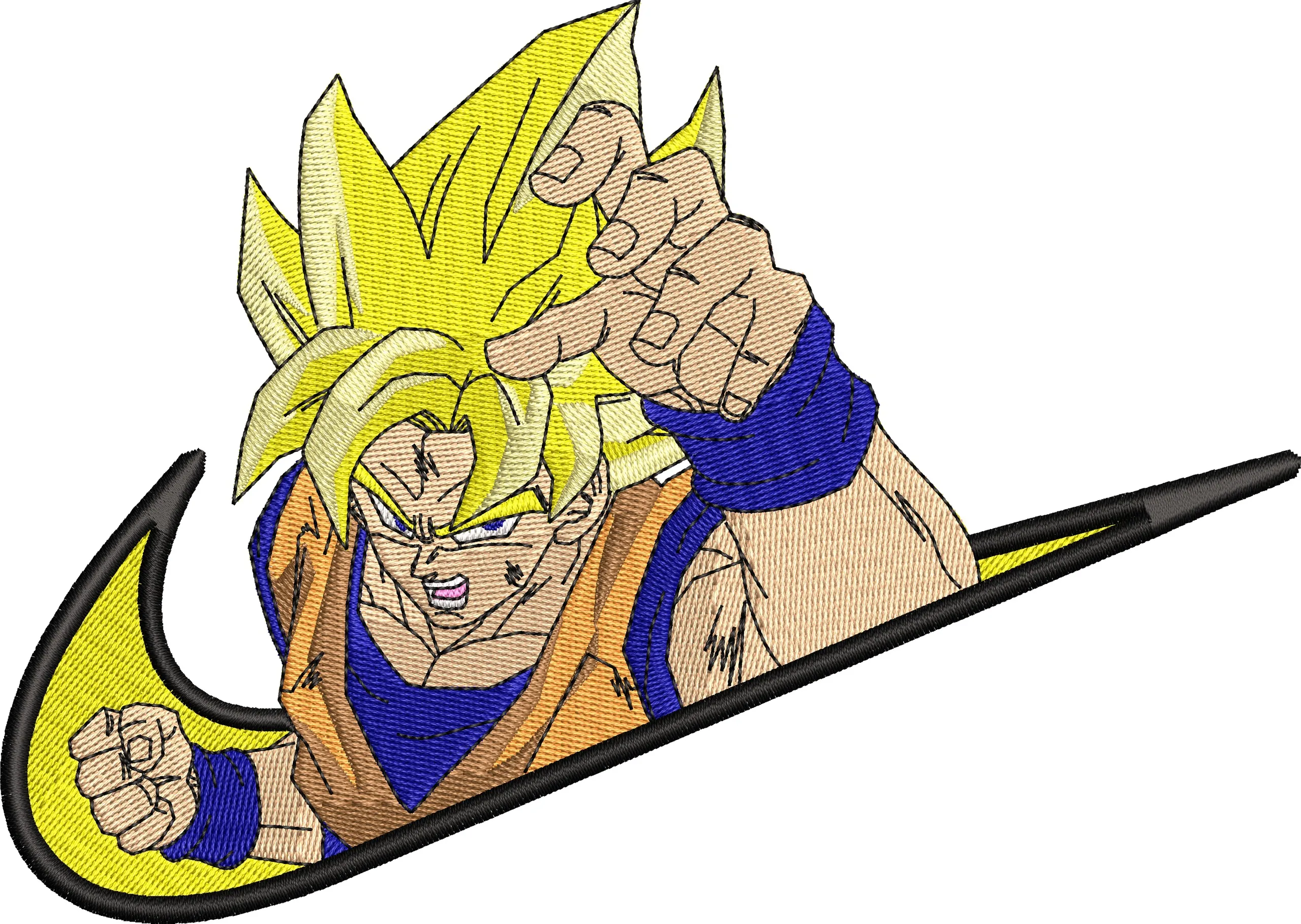  Super Saiyan Goku in Nike Swoosh  embroidery pattern preview