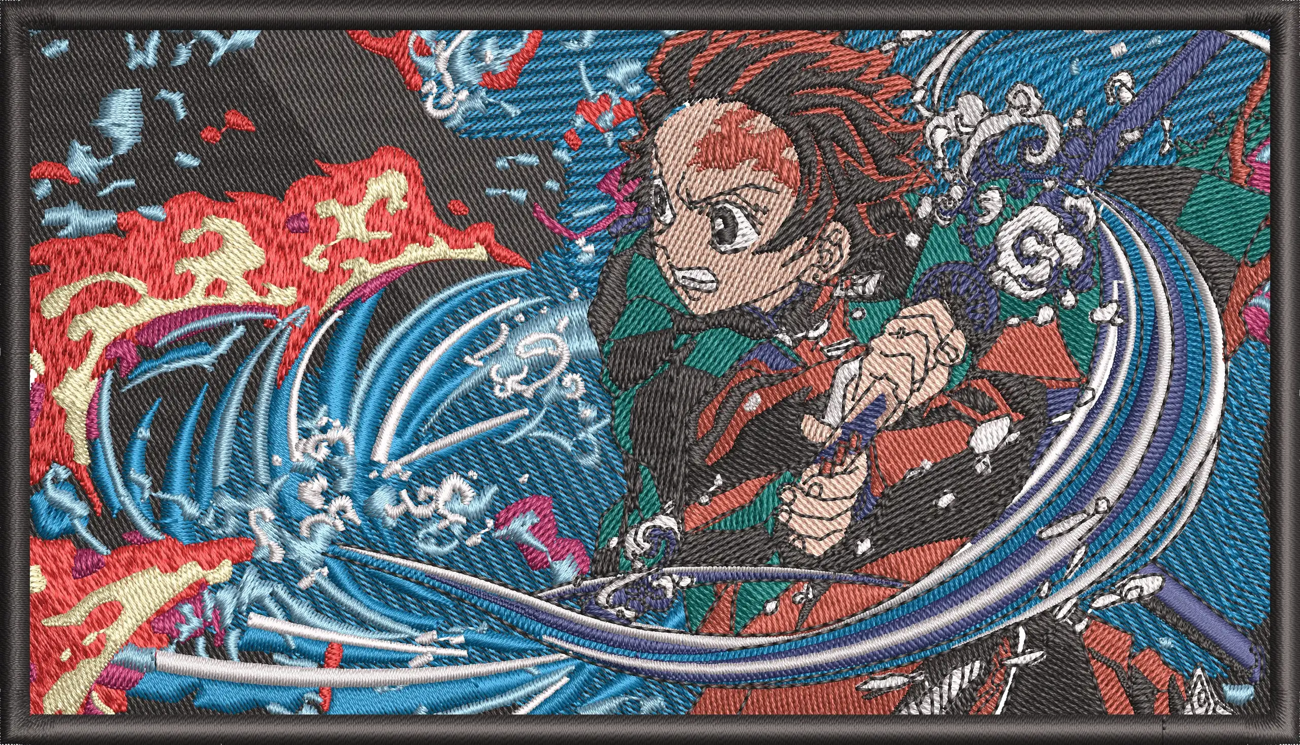  Tanjiro Kamado Water and Flame Embroidery  embroidery pattern preview