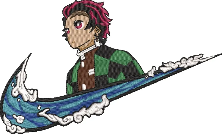  Tanjiro with Water Nike Swoosh  embroidery pattern preview