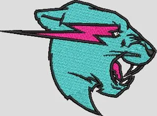  Teal Panther Head with Pink Lightning Bolt  embroidery pattern preview