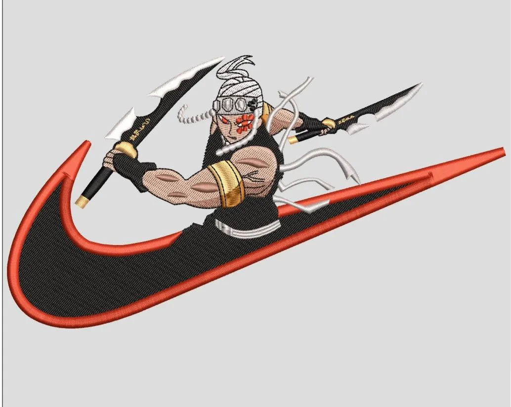  Tengen Uzui Demon Slayer with Nike Swoosh  embroidery pattern preview