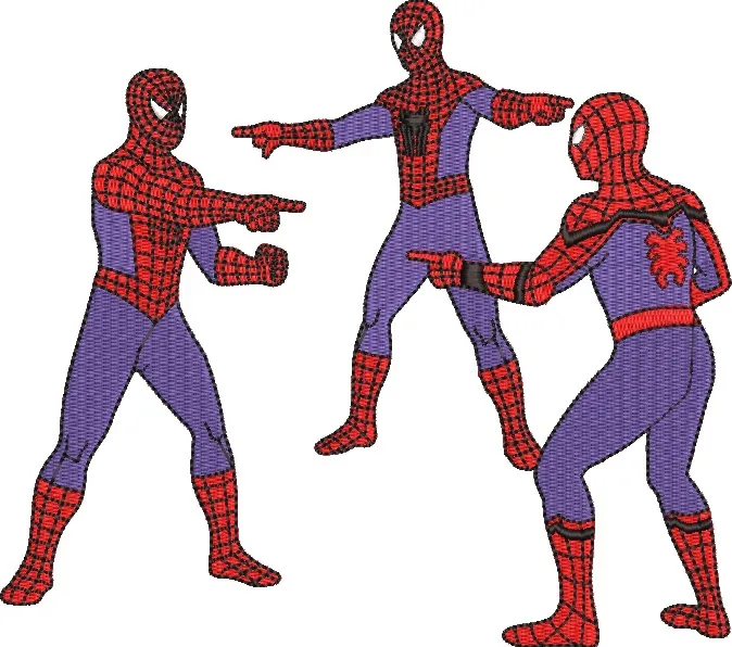  Three Spider Men Pointing Meme Embroidery  embroidery pattern preview