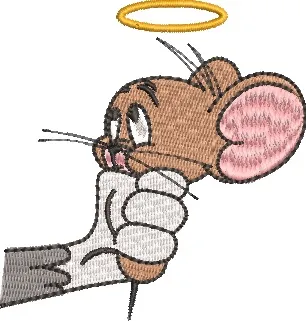  Tom Holding Jerry with Halo  embroidery pattern preview