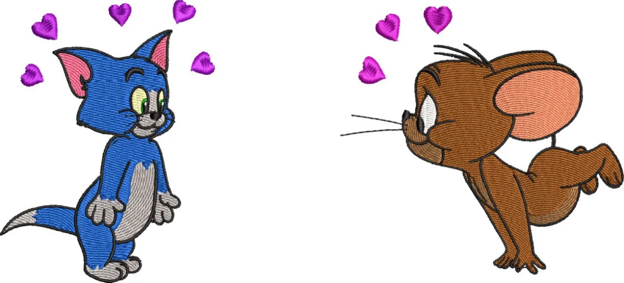  Tom and Jerry Love Hearts Embroidery  embroidery pattern preview